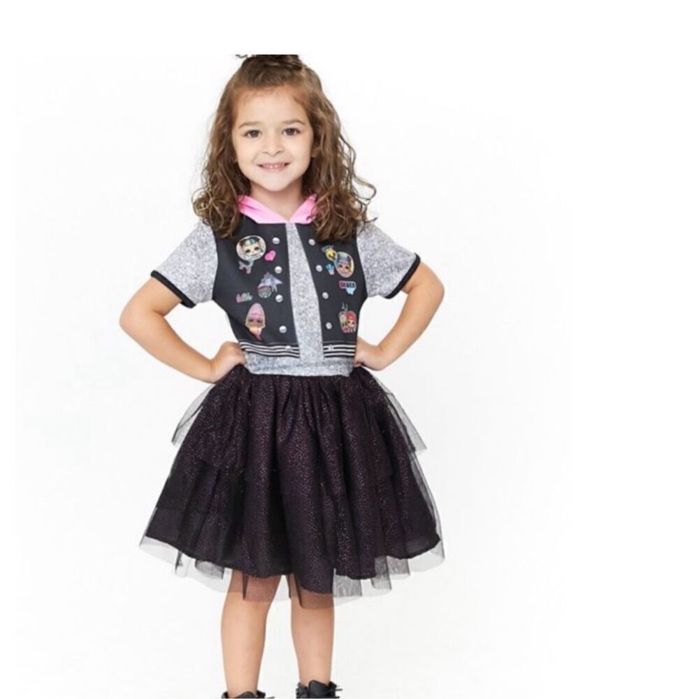 L.O.L. Surprise! Girls Cosplay Hooded Tutu Dress Size 4/5 Pink Black